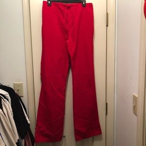 CHEROKEE FLARE SCRUB PANTS XS TALL RED